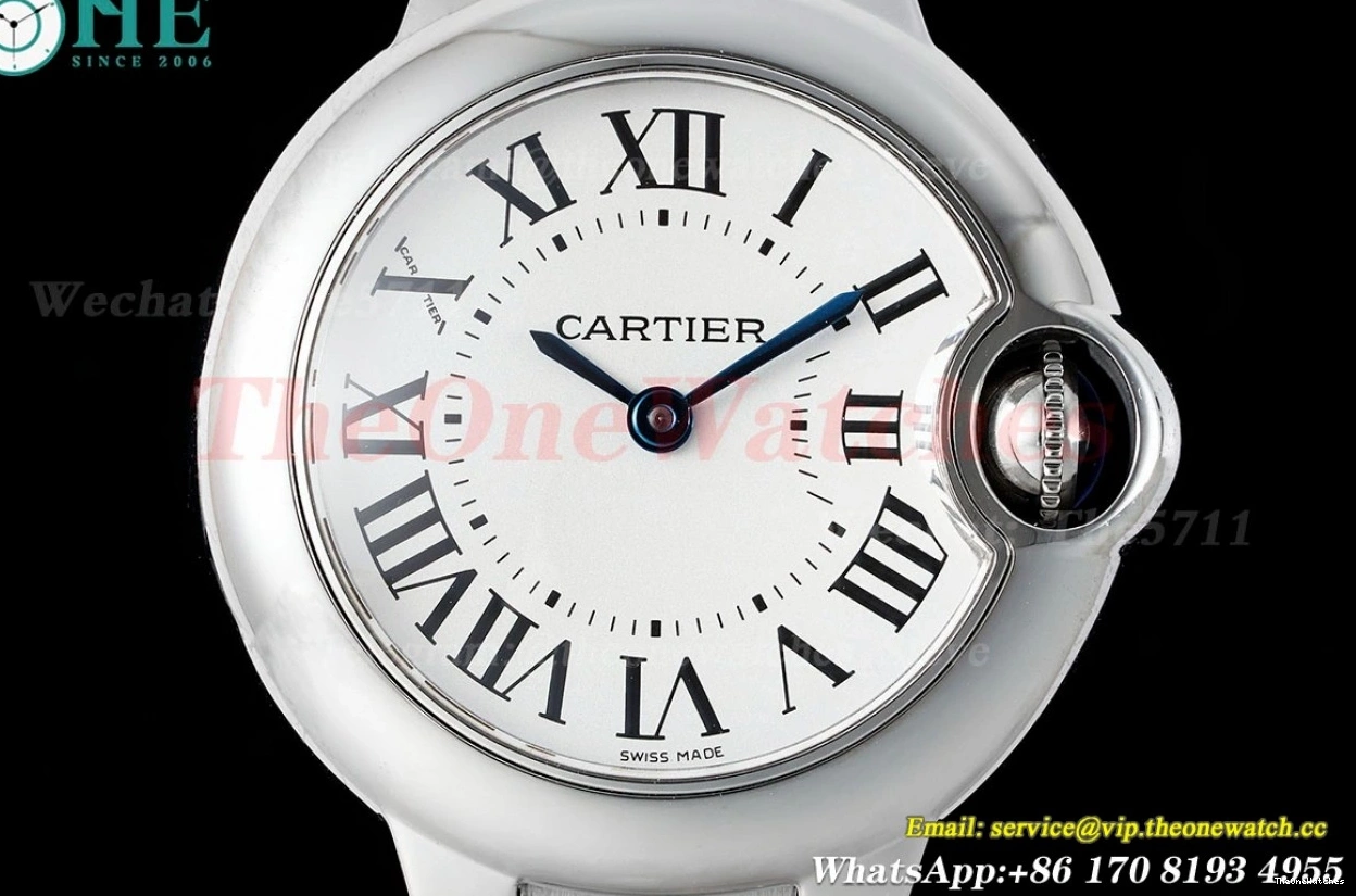 SS Cartier White AF De Bleu Dial SS Ballon 28mm Quartz 0227